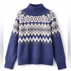 Lucky Brand NWT Fair Isle Sweater Blue Nordic Chunky Cozy Winter style . size L